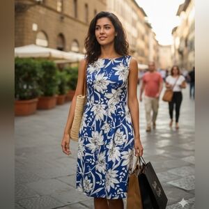 NWOT MaxMara blue and white floral mini dress 4